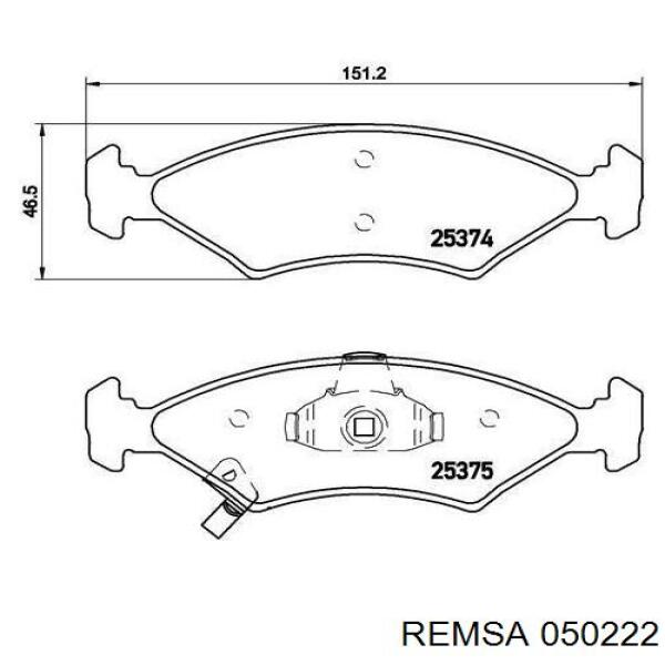 Передние тормозные колодки 050222 Remsa