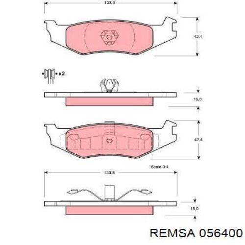 Задние тормозные колодки 056400 Remsa