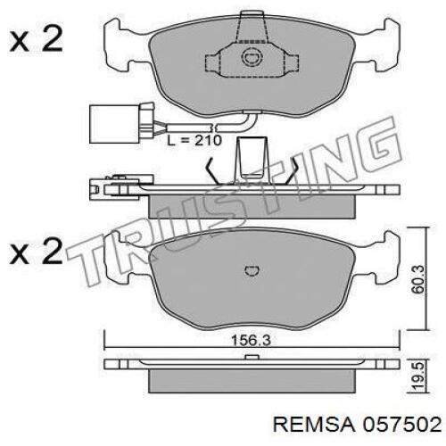 Передние тормозные колодки 057502 Remsa