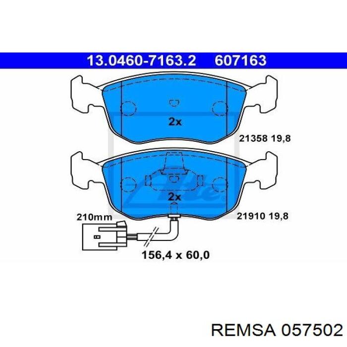 Купить 057502 Remsa Колодки тормозные