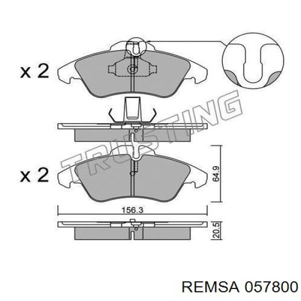 Передние тормозные колодки 057800 Remsa