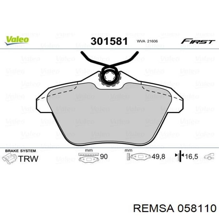 Купить 058110 Remsa Колодки тормозные задние, дисковые