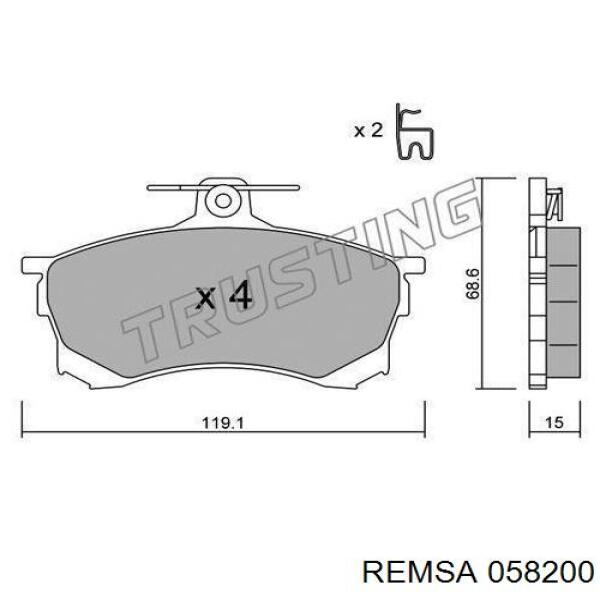 Передние тормозные колодки 058200 Remsa