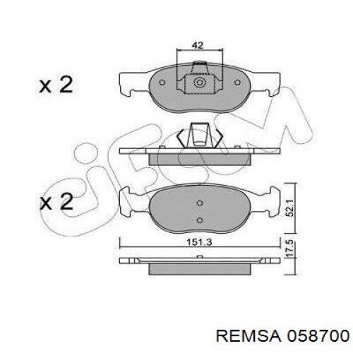 Тормозные колодки Remsa 058700