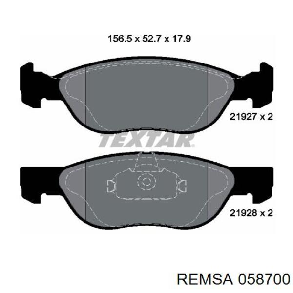 Купить 058700 Remsa Колодки тормозные