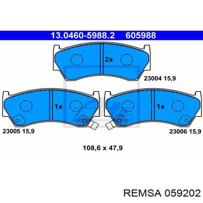 059202 Remsa Колодки передние
