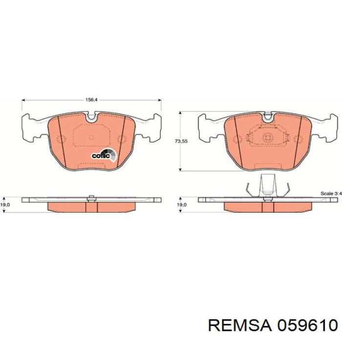 Передние тормозные колодки 059610 Remsa