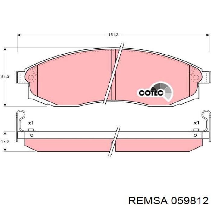 Передние тормозные колодки 059812 Remsa