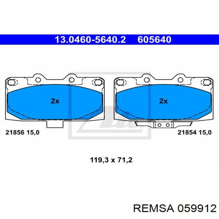 Передние тормозные колодки 059912 Remsa