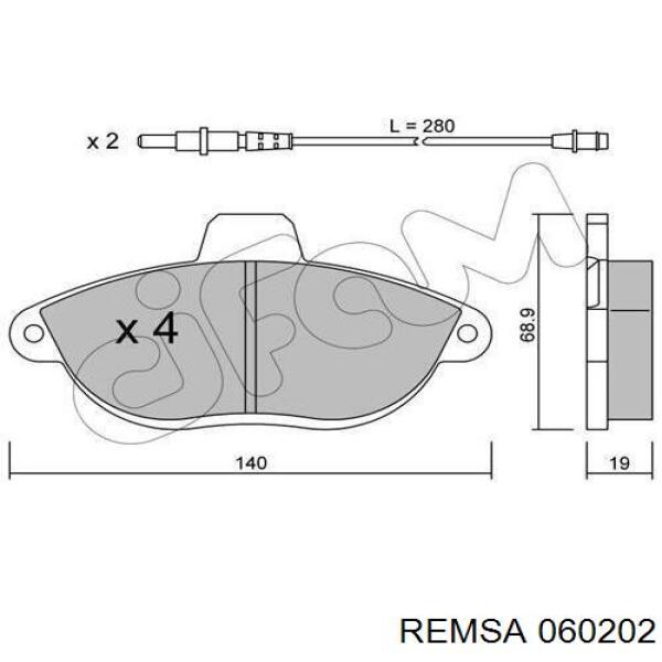 Передние тормозные колодки 060202 Remsa