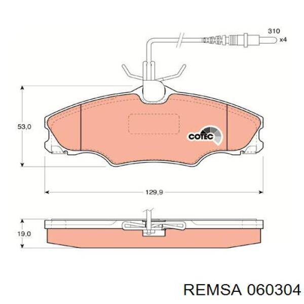 Передние тормозные колодки 060304 Remsa