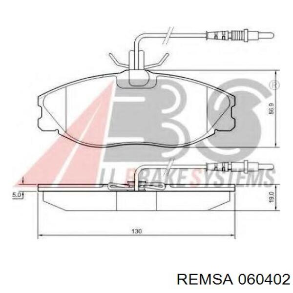 Передние тормозные колодки 060402 Remsa