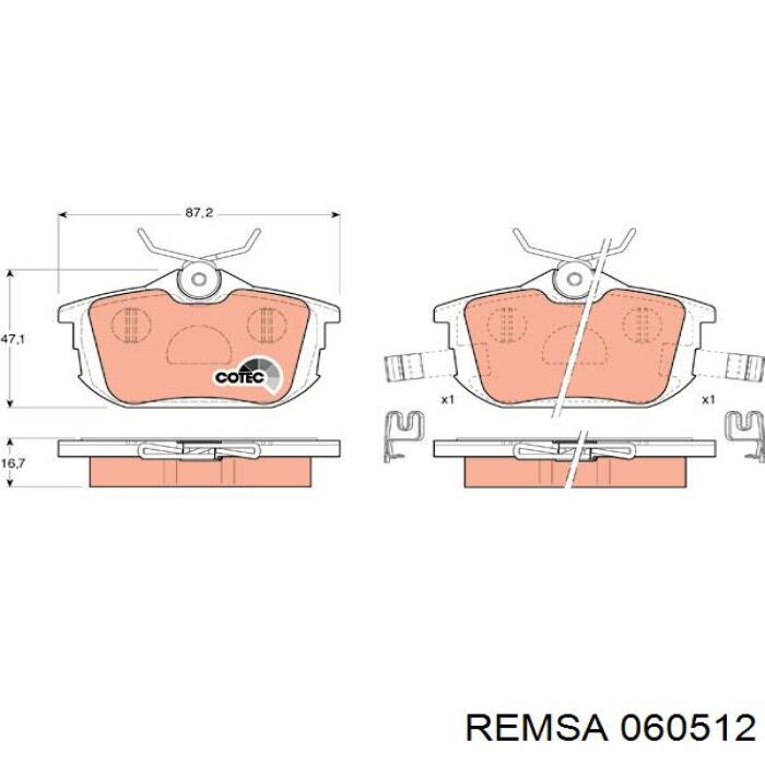 Колодки дисковые  Remsa 060512 цена, от 21.86 USD
