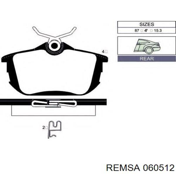 Купить 060512 Remsa Колодки тормозные задние, дисковые