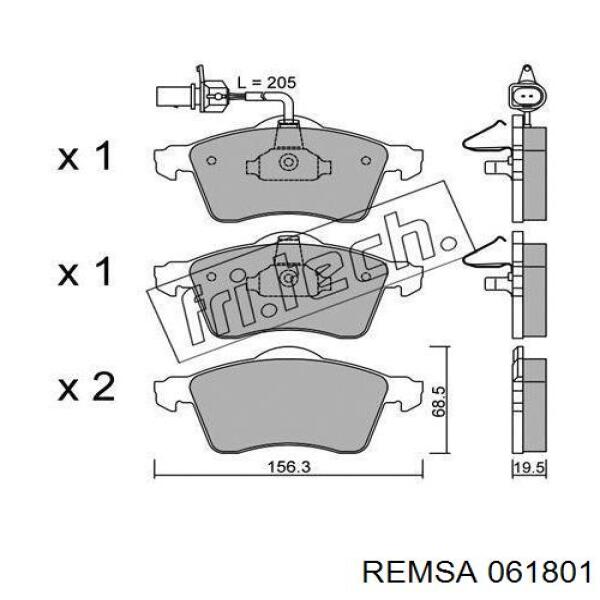 Передние тормозные колодки 061801 Remsa