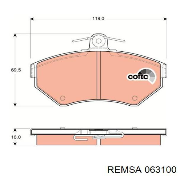 Передние тормозные колодки 063100 Remsa