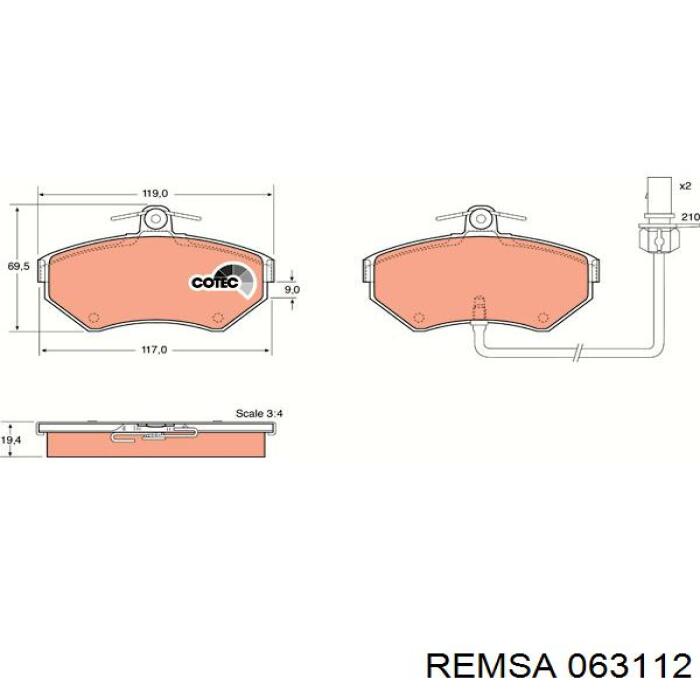 Купить 063112 Remsa Колодки тормозные