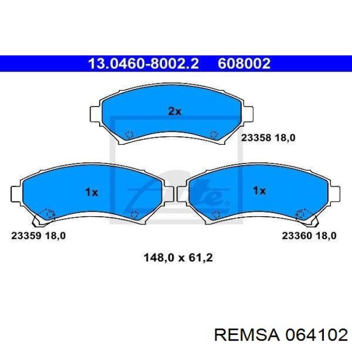 Передние тормозные колодки 064102 Remsa