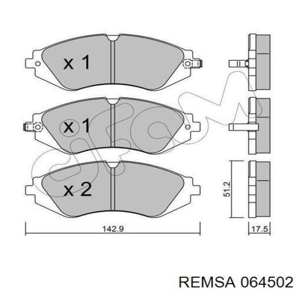 Передние тормозные колодки 064502 Remsa