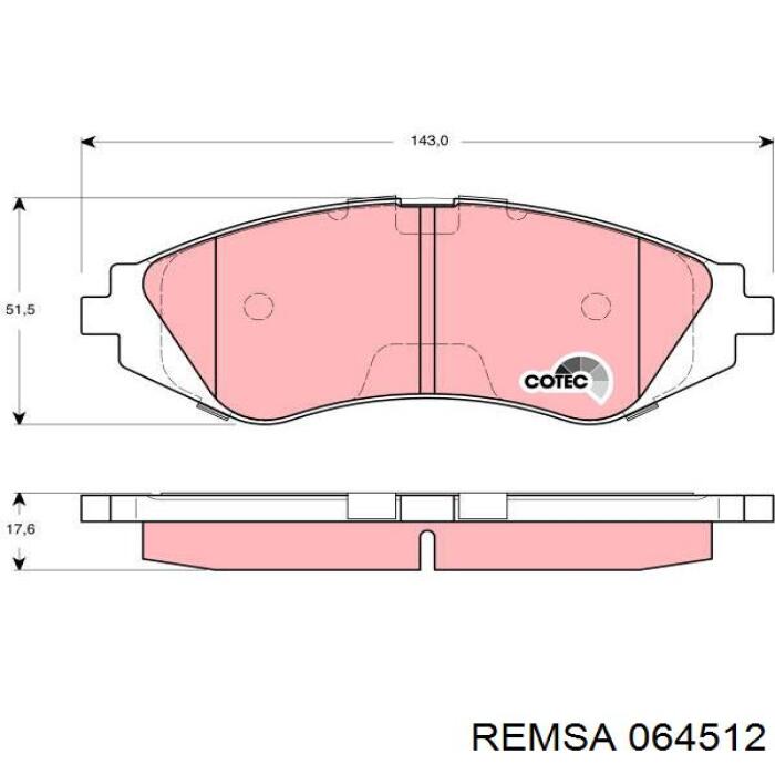 Купить 064512 Remsa Колодки тормозные