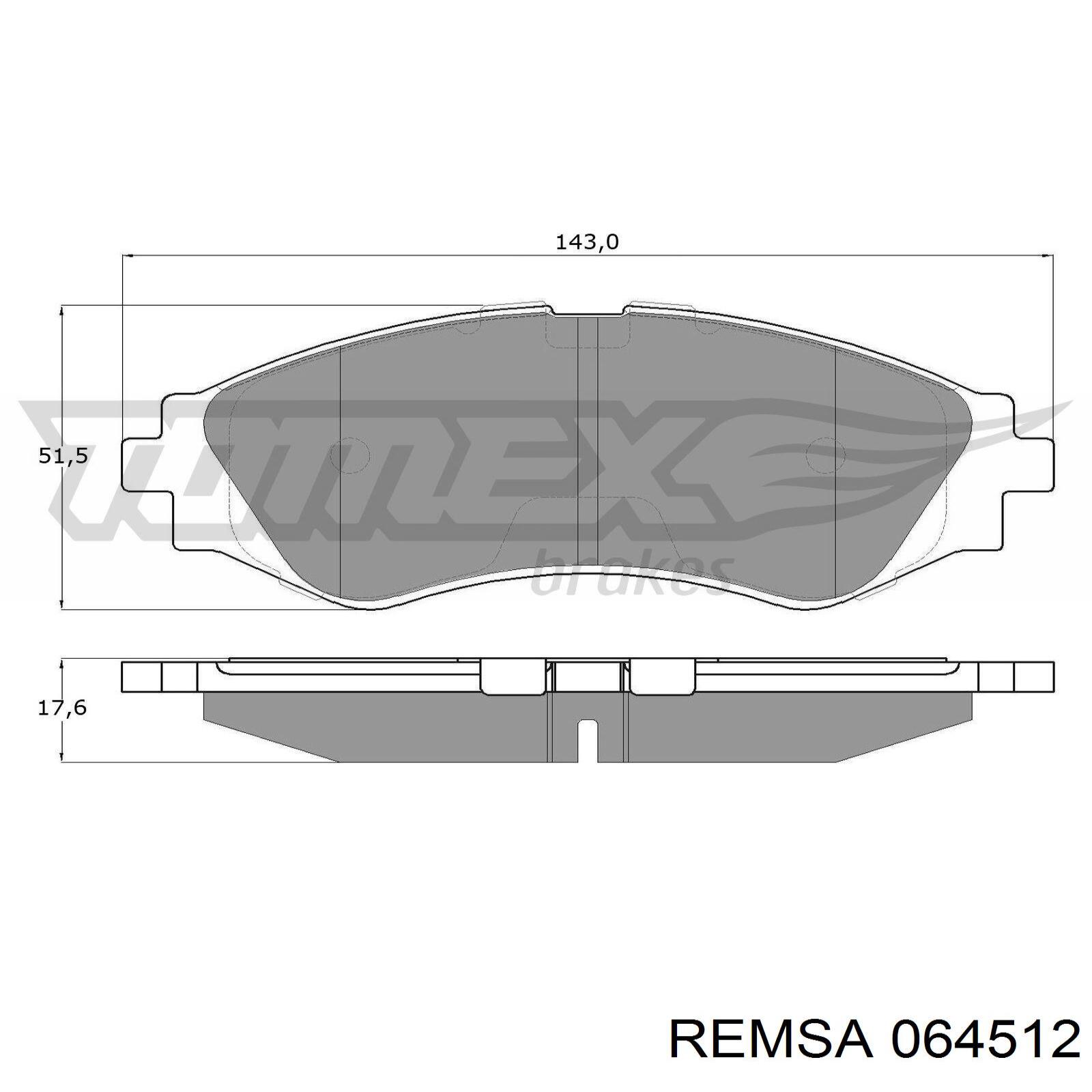Колодки Remsa 064512 цена, от 21.85 USD