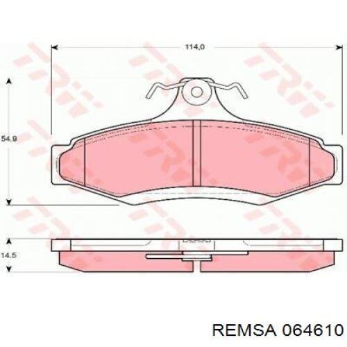 Задние тормозные колодки 064610 Remsa