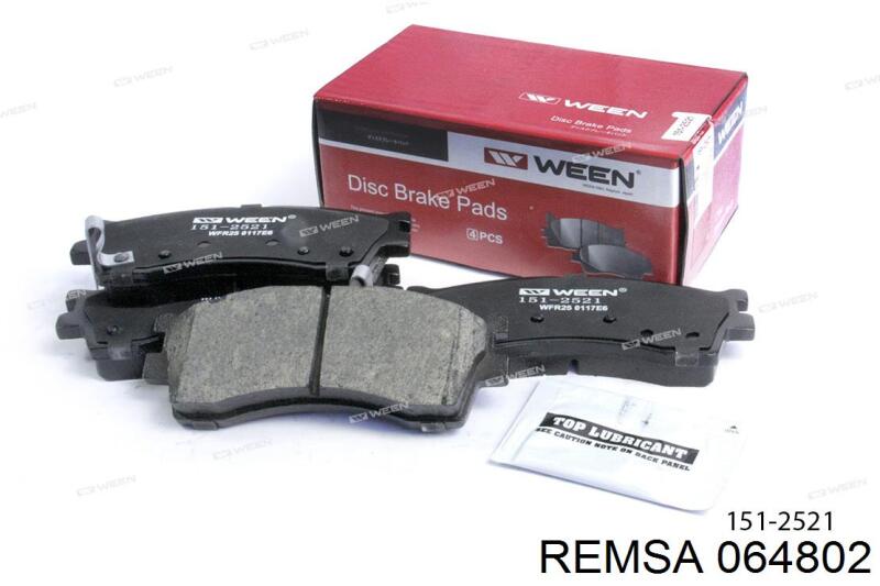 Передние тормозные колодки 064802 Remsa