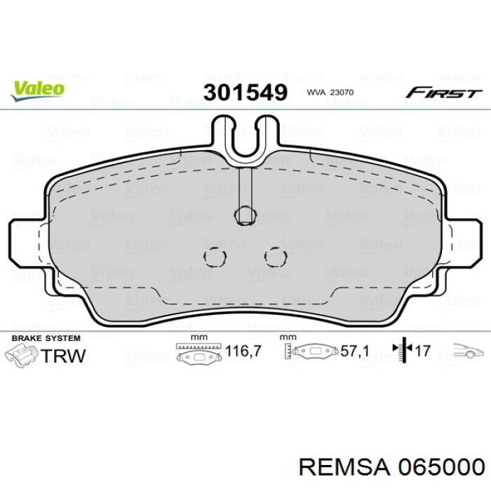 Передние тормозные колодки 065000 Remsa