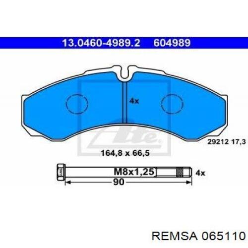 Купить 065110 Remsa Колодки тормозные