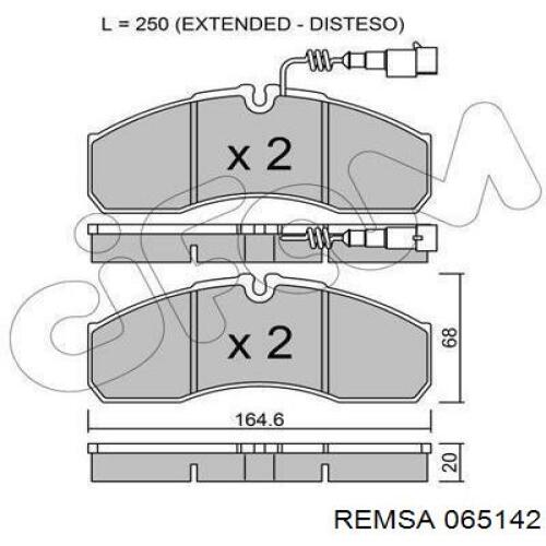 Передние тормозные колодки 065142 Remsa