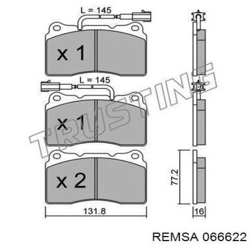 Купить 066622 Remsa Колодки тормозные