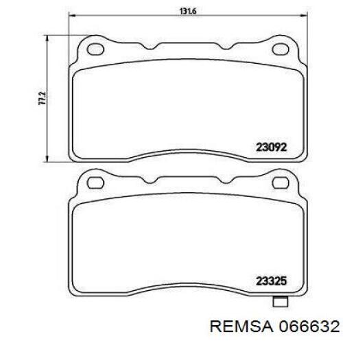 Передние тормозные колодки 066632 Remsa