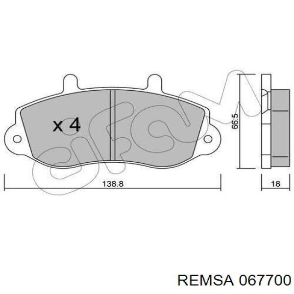 Передние тормозные колодки 067700 Remsa