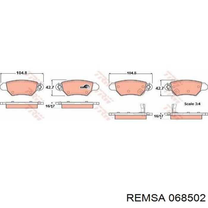 Задние дисковые колодки Remsa 068502