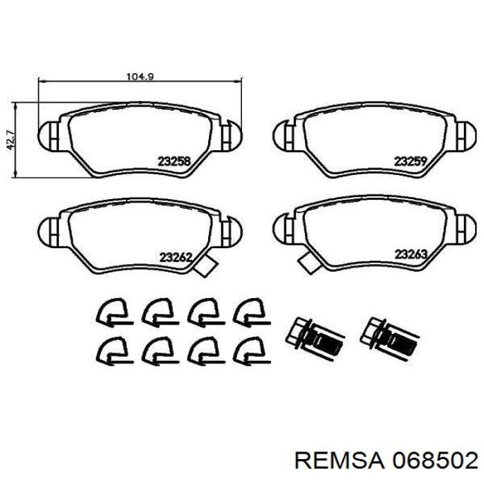 Купить 068502 Remsa Колодки тормозные задние, дисковые