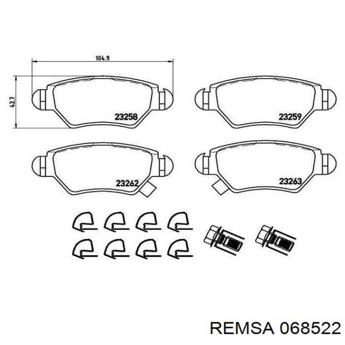 Задние тормозные колодки 068522 Remsa