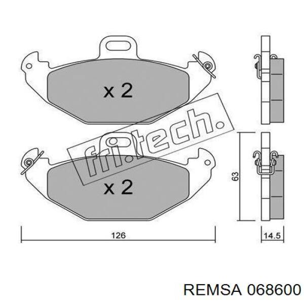 Купить 068600 Remsa Колодки тормозные задние, дисковые