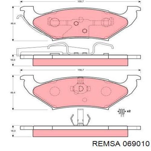 Задние тормозные колодки 069010 Remsa