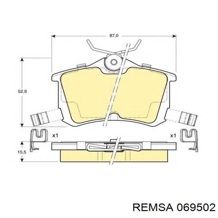 Купить 069502 Remsa Колодки тормозные задние, дисковые