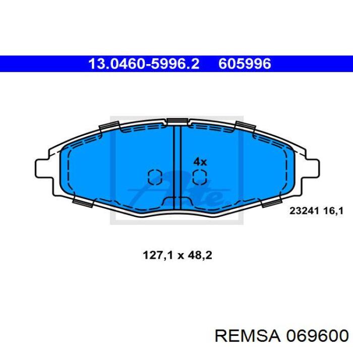 Передние тормозные колодки 069600 Remsa