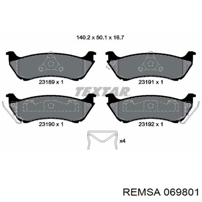 Колодки дисковые  Remsa 069801 цена, от 29.69 USD