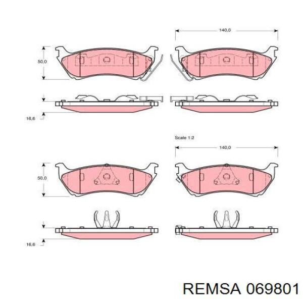 Купить 069801 Remsa Колодки тормозные задние, дисковые