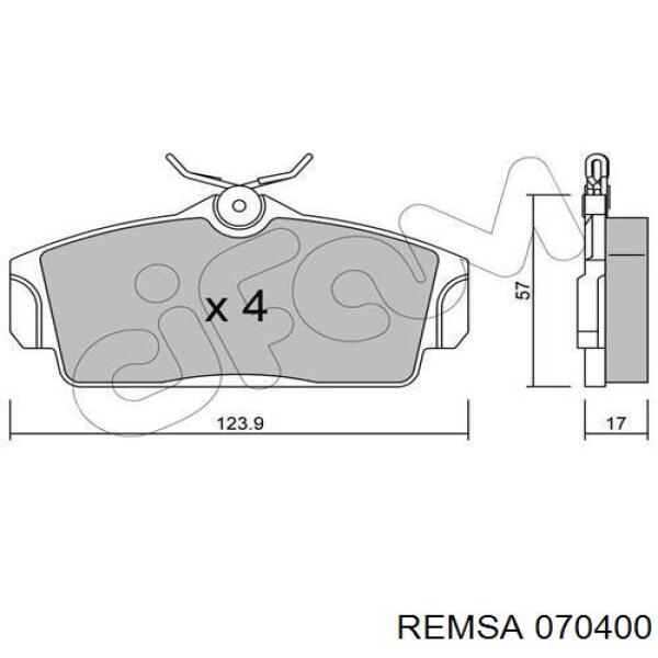 Передние тормозные колодки 070400 Remsa