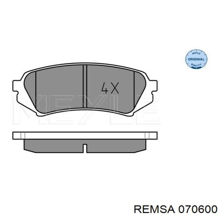 Купить 070600 Remsa Колодки тормозные задние, дисковые