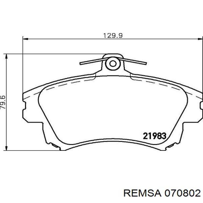Передние тормозные колодки 070802 Remsa
