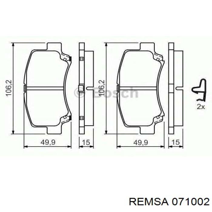 Колодки гальмівні передні, дискові 071002 Remsa