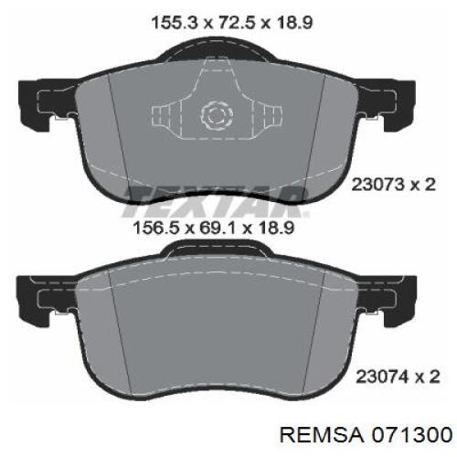 Передние тормозные колодки 071300 Remsa