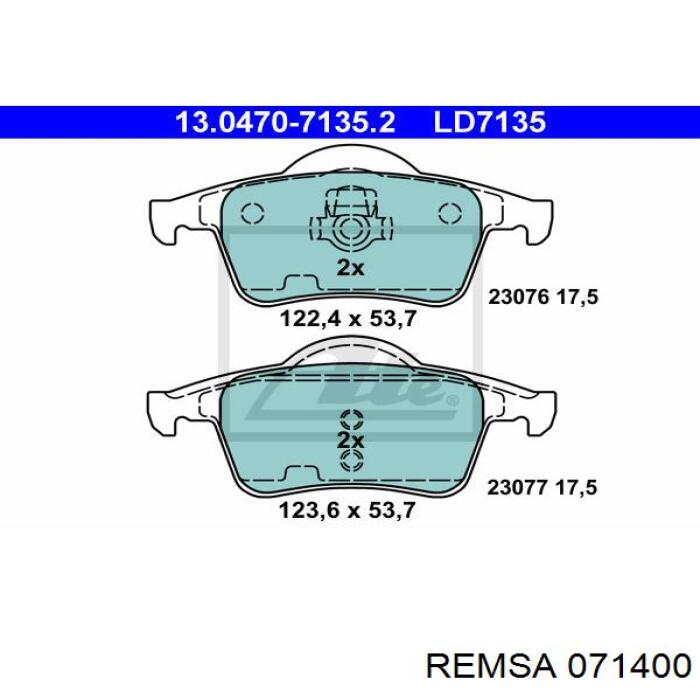 Задние дисковые колодки Remsa 071400