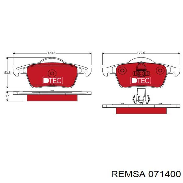 Купить 071400 Remsa Колодки тормозные задние, дисковые
