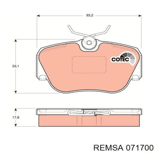 Задние тормозные колодки 071700 Remsa